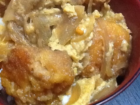 唐揚げで親子丼